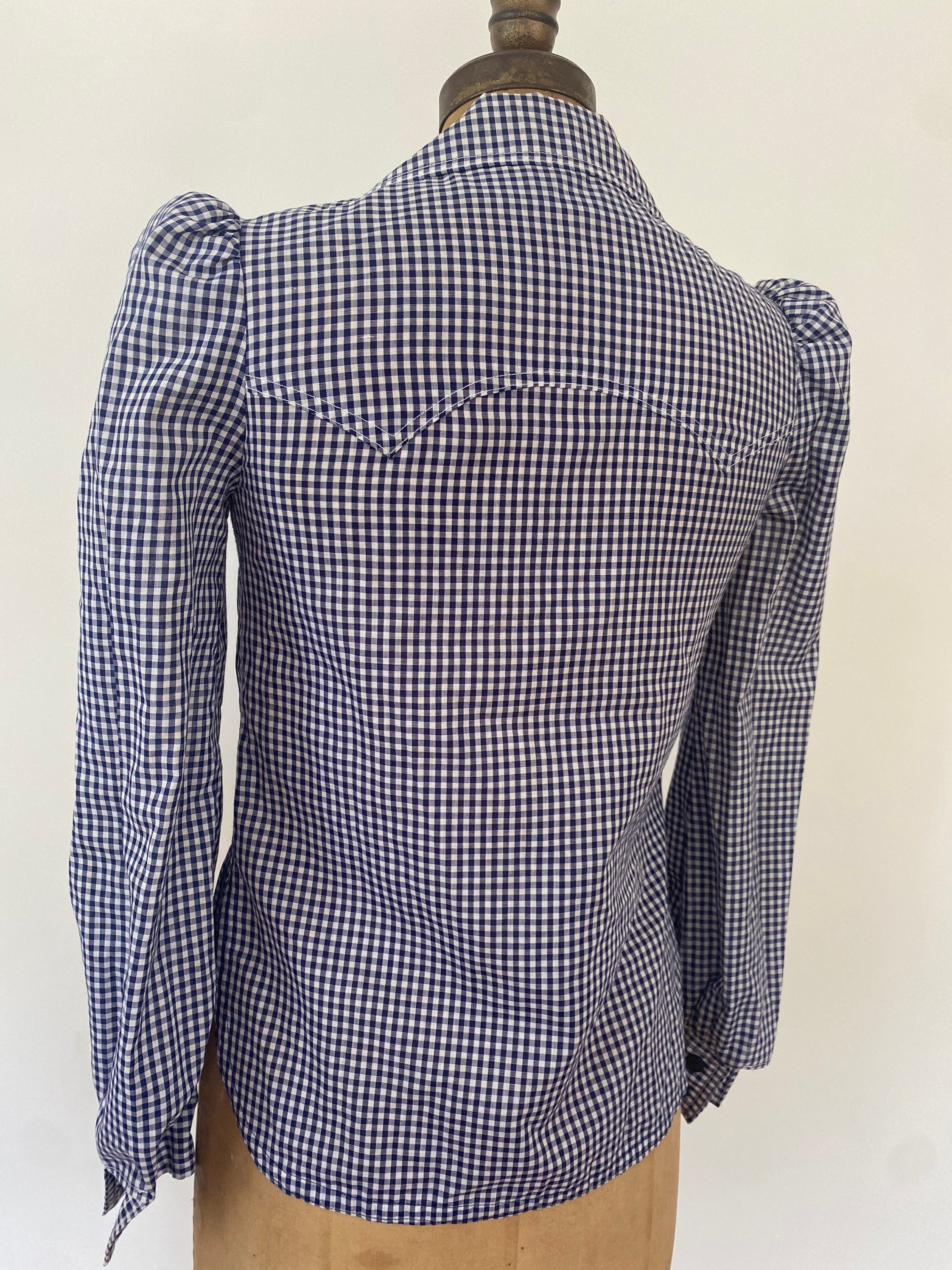 Vintage Blue Gingham 1960s Western Blouse - Etsy