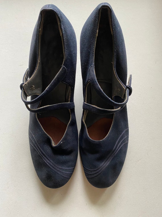 1920s/1930’s Blue suede high heeled shoes - image 2