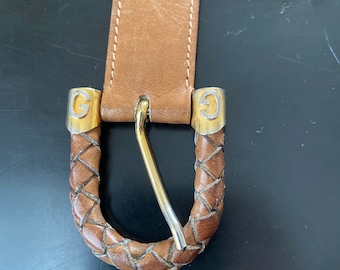 Belt Black Leather GUCCI Authentic G Logo Embossed Polished  display picture 3