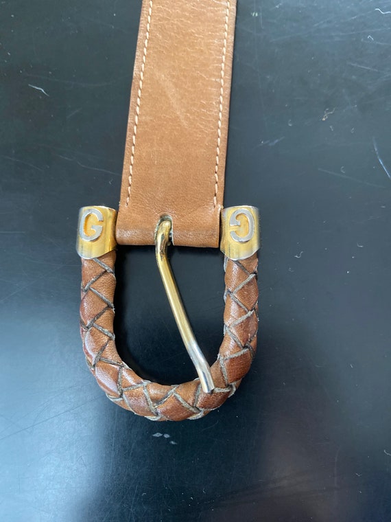 Vintage Gucci leather belt with braided leather bu