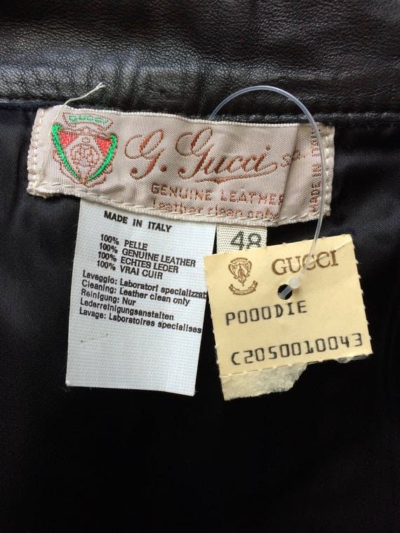 Gucci vintage 1980's black leather skirt Never Wo… - image 4