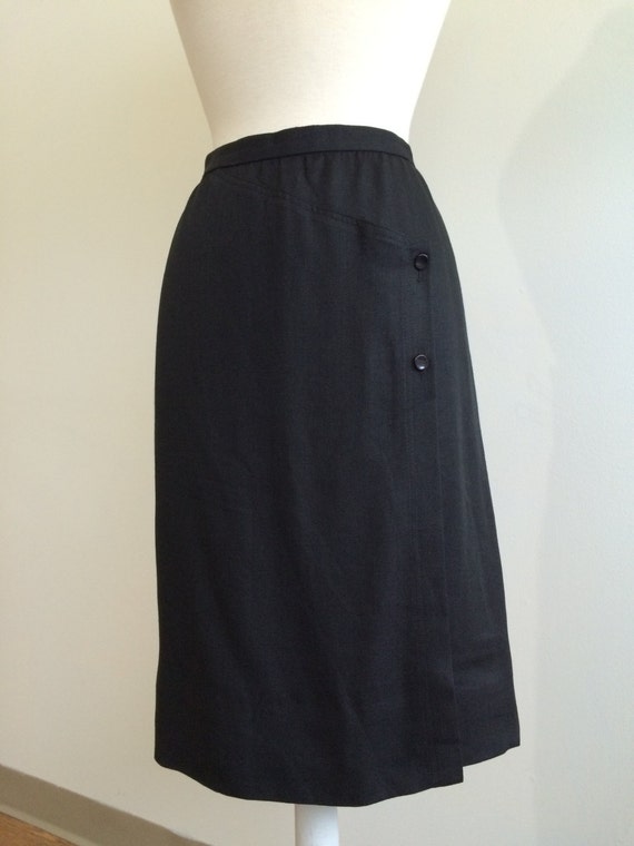 Valentino vintage black linen skirt 1970's for Ma… - image 1