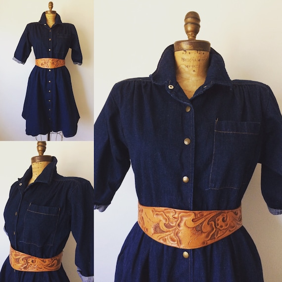 1980's Vintage Denim button down dress