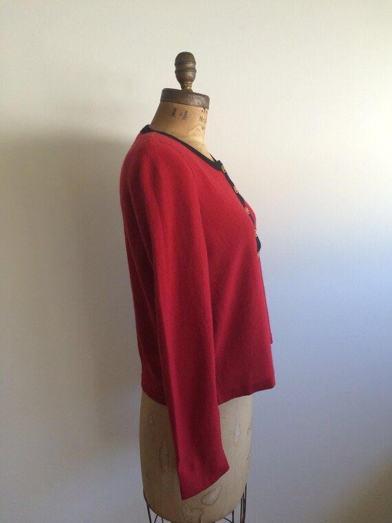 Sonia Rykiel Vintage Sweater red angora/wool w bl… - image 3