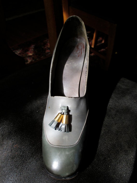 Christian Dior 1970's Vintage Heeled Loafers Blue… - image 2