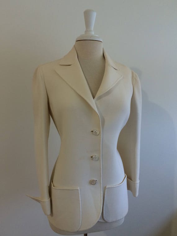 Mila Schon Due Vintage White Wool Blazer/Jacket - image 4