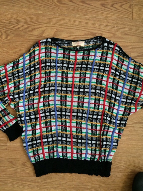 French Rags brand 1990's multi color knit sweater