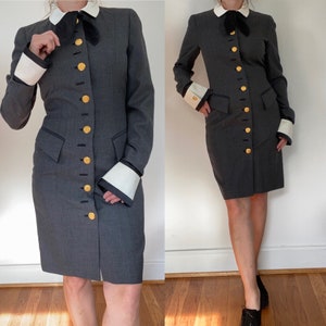 Escada Vintage 1990s dress w/ detachable collar and cuffs