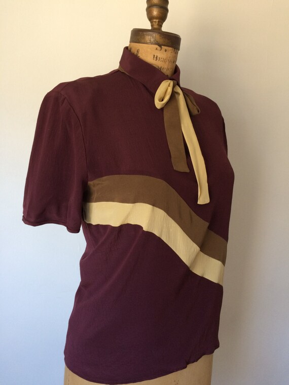 Valentino Vintage Silk Womens Tie Neck Blouse w/ … - image 4
