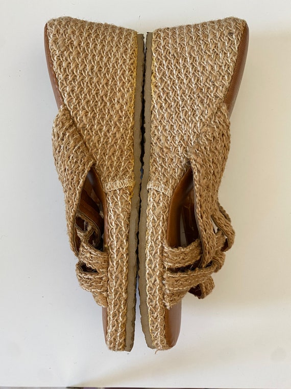 1970s espadrille wedge sandals size 8 - Gem