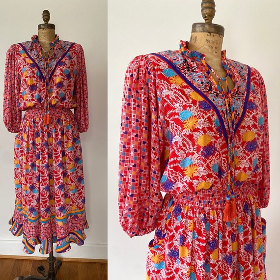 Diane Freis vintage 1980s flowy dress - image 1