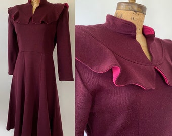 Vintage 1980s Ruffle Color Dress Chaumière aux Tricots