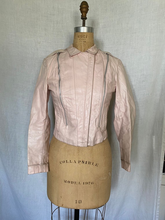 Vintage 1980s New Wave Punk Pink Leather Motorcyc… - image 2