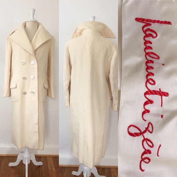 Pauline Trigere Vintage White Trench Overcoat wil… - image 1