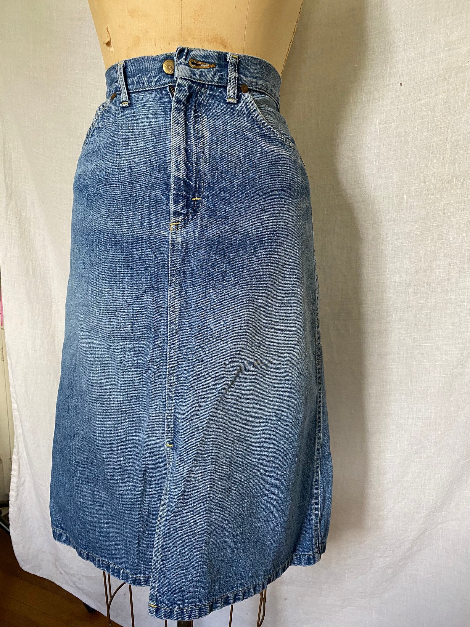 Vintage High Waisted Lee Jeans Denim Skirt 24 waist | Etsy