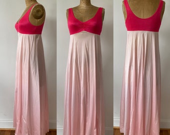 Two tone vintage full length slip dress nightgown