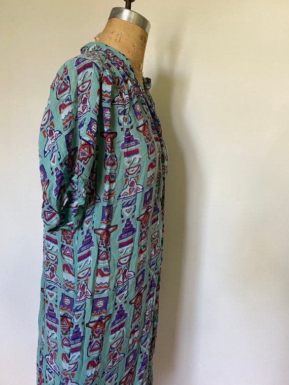 Vintage Rayon Indian Mu Mu Caftan dress with pock… - image 5