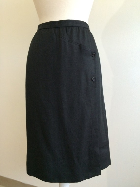 Valentino vintage black linen skirt 1970's for Ma… - image 3
