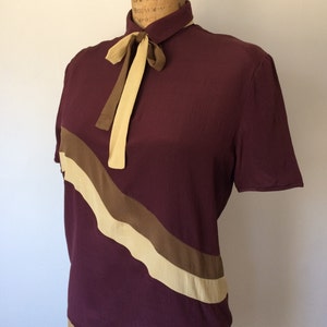 Valentino Vintage Silk Womens Tie Neck Blouse w/ Stripes Valentino Boutique image 5