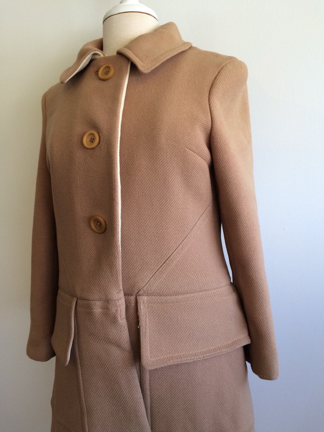 Louis Feraud Vintage 1960's Womens Wool Coat W Saks Fifth Avenue