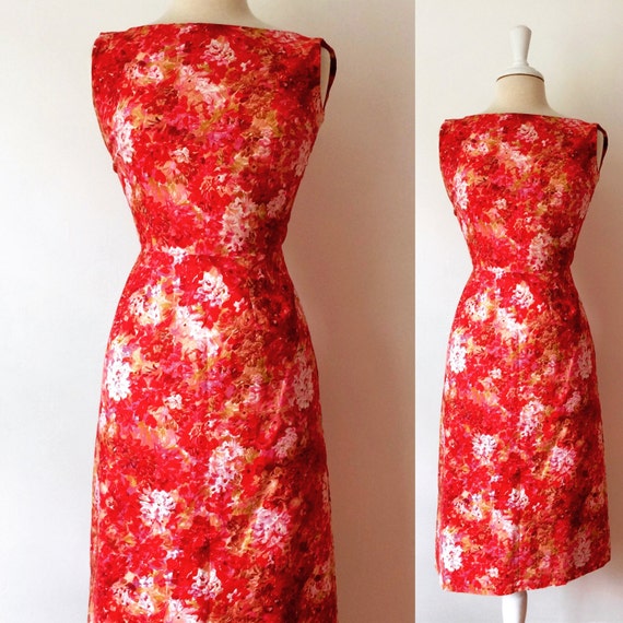 1960's Cotton Floral Print Sleeveless Summer Dres… - image 1