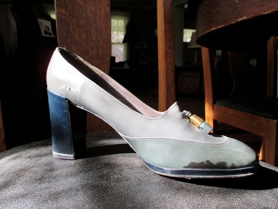 Christian Dior 1970's Vintage Heeled Loafers Blue… - image 3