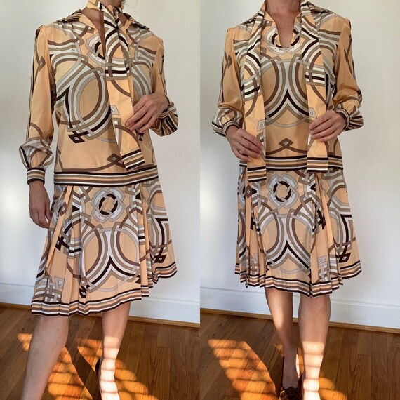 EMILIO PUCCI ヴィンテージ スカート Emilio Pucci Vintage 1960's Silk Two Piece Pleated Skirt Set - Etsy