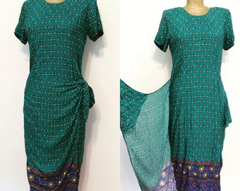 1980 vintage coton indien imprimé robe partielle en vente!