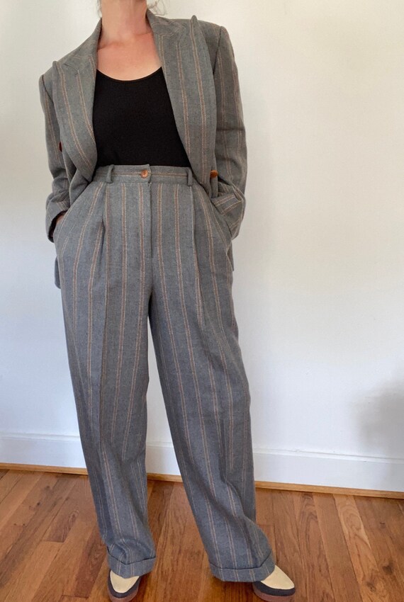 Perry Ellis vintage 1980s women’s oversized grey … - image 2