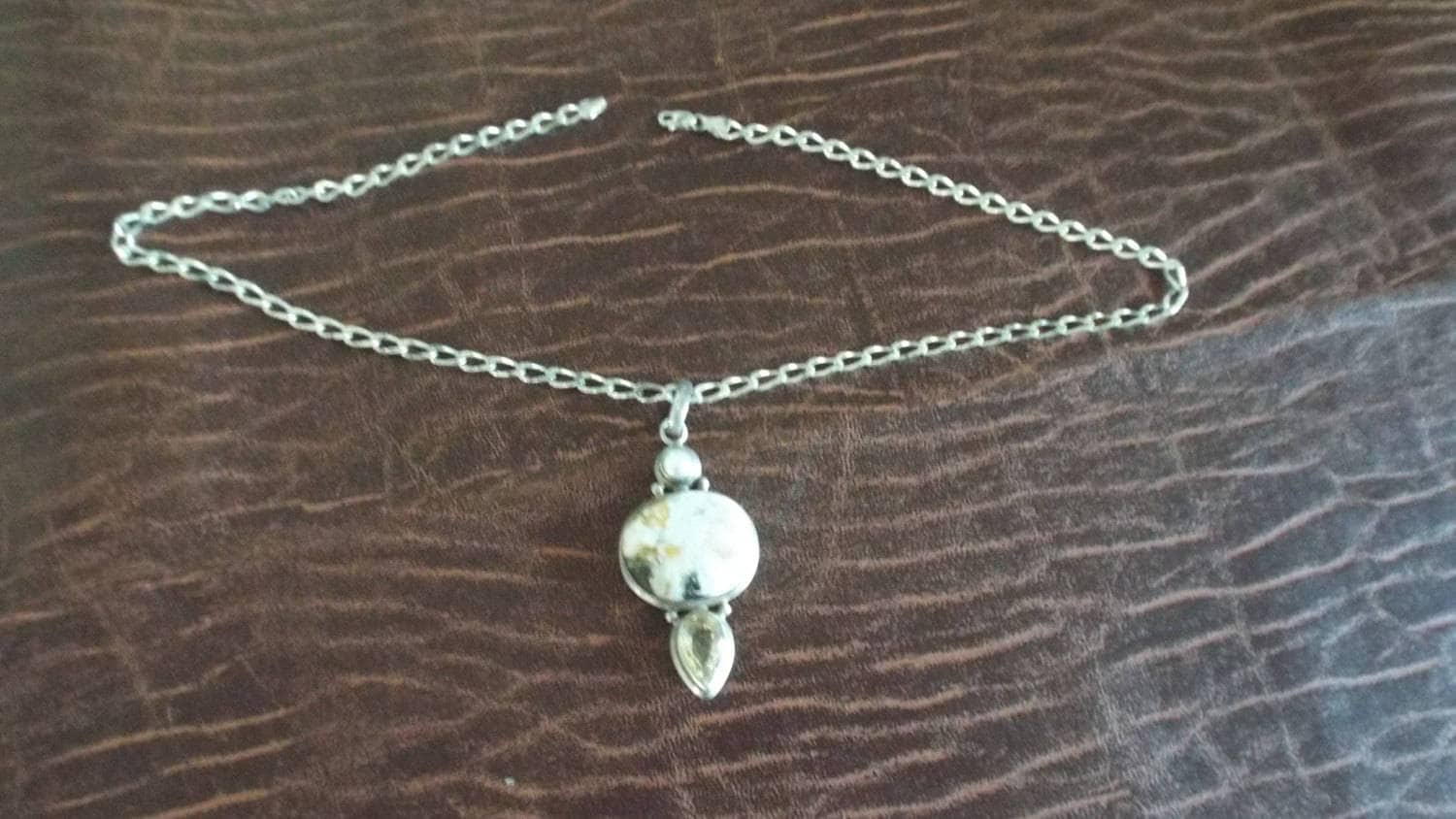 Collier Négligé Argent 925 Avec Pendentif Ambre - Occasion, Bon état
