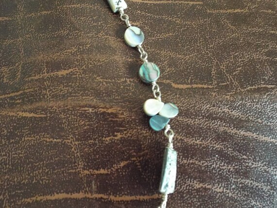 Abalone Necklace Silver Colored  chain  Clasp 20.… - image 5