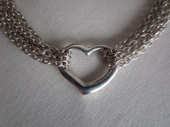 Sterling Silver heart multi stringed bracelet   V… - image 1