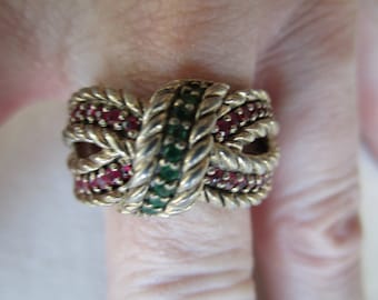 SX 825 Thailand Sterling Cocktail Ring RING Size 10.5 Vintage Jewelry, Ethnic Jewelry, Gift for Woman Gift under 25 Elegant Ring