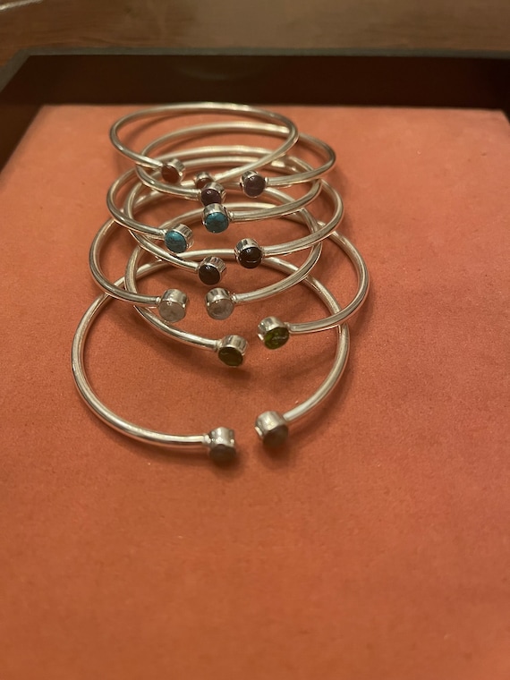 Silver colored Stackable Bracelets Lab created st… - image 7