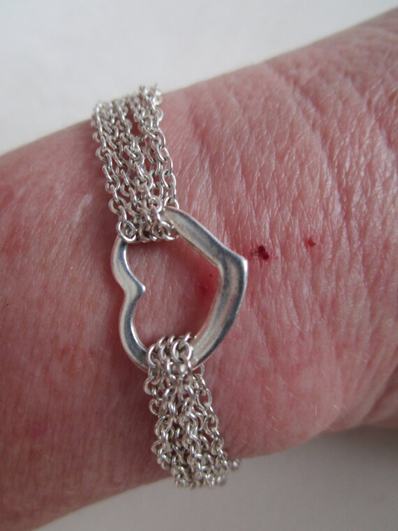 Sterling Silver heart multi stringed bracelet   V… - image 2