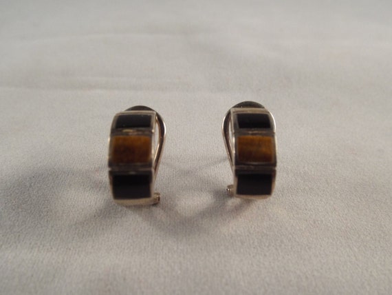 Black Onyx and Jasper Sterling Pierced Earrings A… - image 4