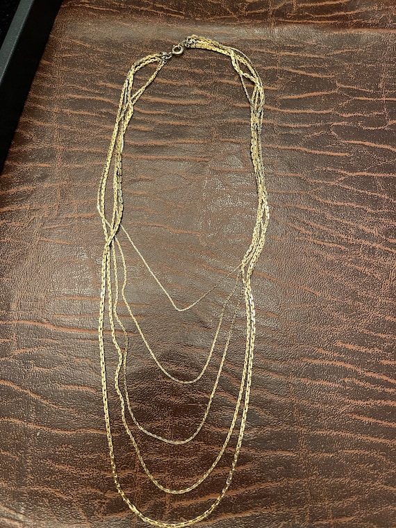 Multi Layer Floating Gold Tone Chain 22" - image 4