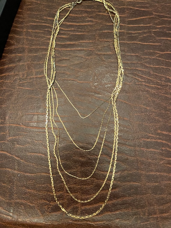 Multi Layer Floating Gold Tone Chain 22" - image 2