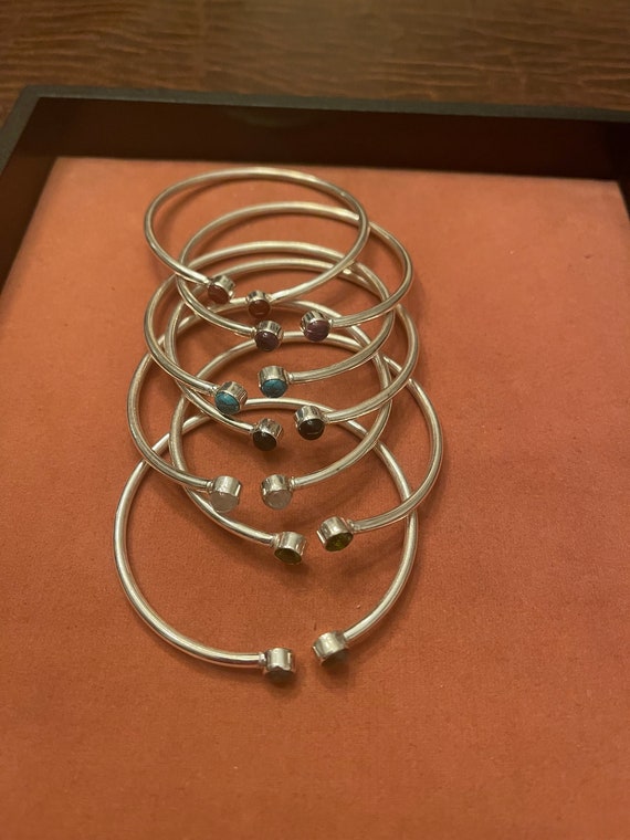 Silver colored Stackable Bracelets Lab created st… - image 6