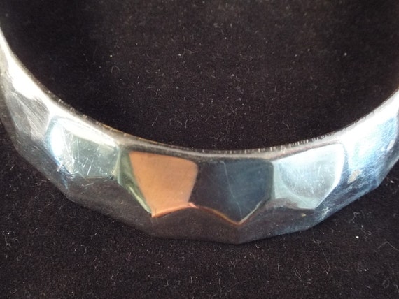 Hammered Silver Color Choker Necklace 12" with ga… - image 5