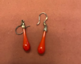 Pomarańczowe kolczyki wiszące, francuskie haczyki, 1,25" 3,23 grama