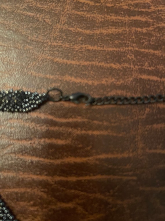 Dangle Pierced Choker Necklace Blue Grey stones w… - image 3