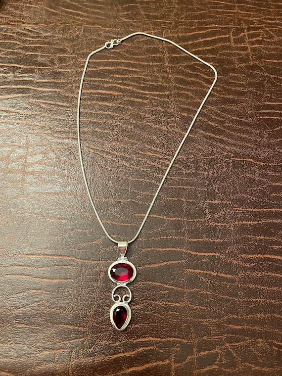Silver colored Pendant with Lab created Rubies or… - image 4