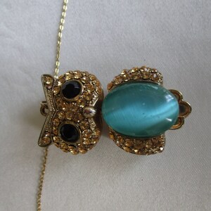 Pu&ograve; includere: Una collana con catena dorata con un ciondolo a forma di gufo. Il gufo &egrave; in metallo dorato e ha strass e pietre nere per gli occhi. Gli occhi del gufo sono blu e verdi.
