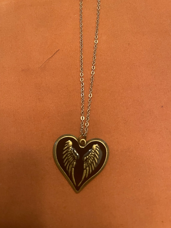 Broken Heart Necklace In Black and Gold with 18" c