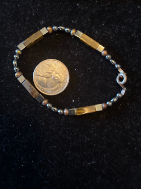 Rectangular Bracelet with silver beads and a gold… - image 2