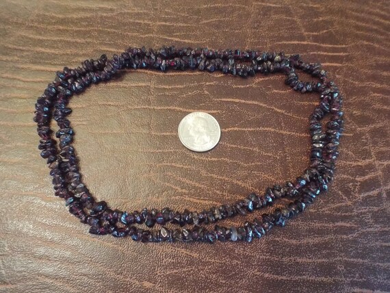 Garnet Red Amethyst Quartz Necklace  strand 32" l… - image 1