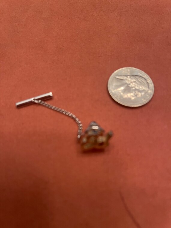 Tie Clasp with ED written in Cursive Silver and G… - image 1