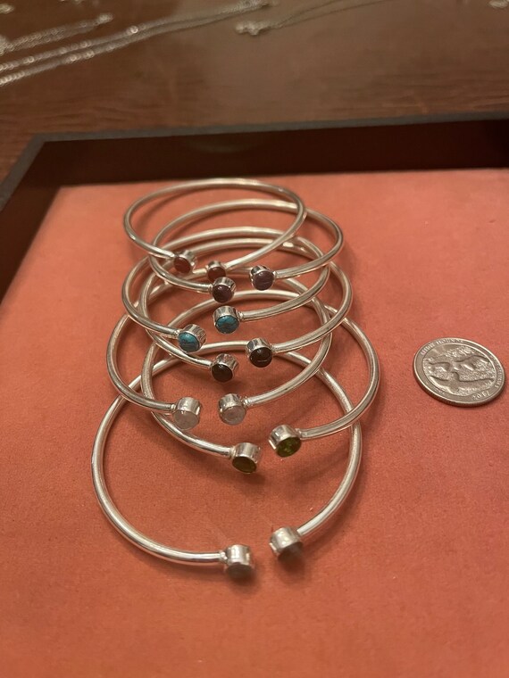 Silver colored Stackable Bracelets Lab created st… - image 4