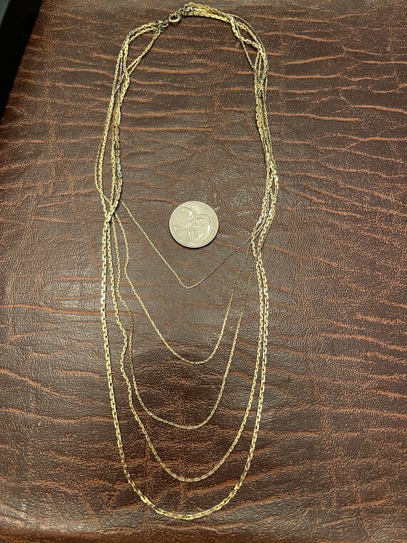 Multi Layer Floating Gold Tone Chain 22" - image 3